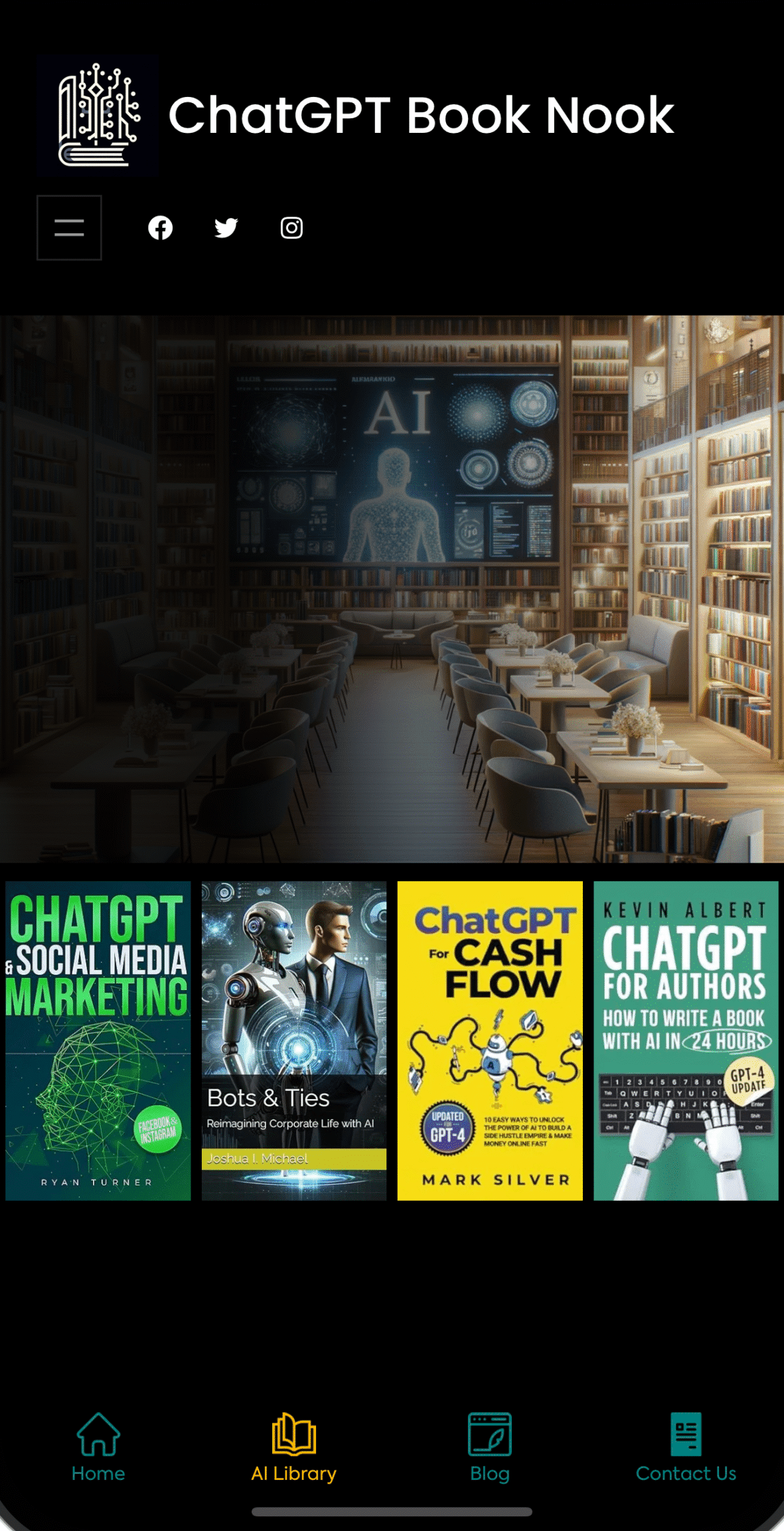 ChatGPT Book Nook mobile view