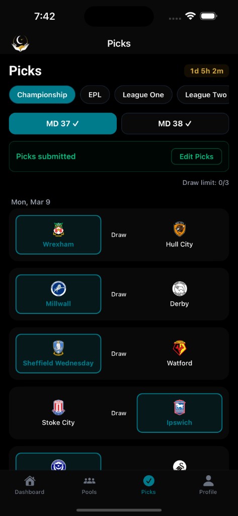 Prophet Pools app screen 2